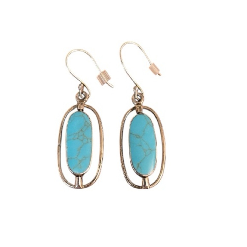 Sterling Silver Turquoise and Abalone Earrings